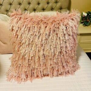 Shaggy Pink Throw Pillow